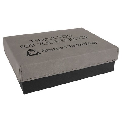 7 3/8" x 5 3/4" Gray Gift Box with Leatherette Lid