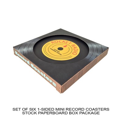1-Sided Mini Record Coasters - Set of 6 - Stock Paperboard Box (Stock Art On Box)