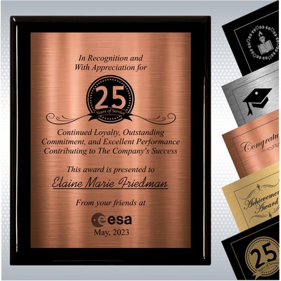 Black Piano Finish Wood Plaque Personalized Years of Service Award (12" x 15")