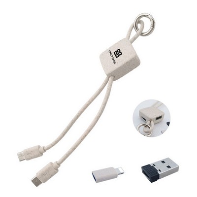 Eco Wheat Straw 4-in-1 Fast Charging Cable Keychain