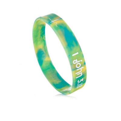 Custom 1/2'' x 8'' Two-Color Swirl Dmbossed Silicone Bracelet