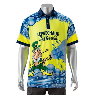 75D Milk Silk Fluorescent Digital Print Men's Polo - 5.3 oz