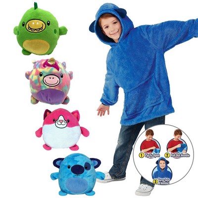 Oversized Kids Microfiber Wearable Blanket With Bag