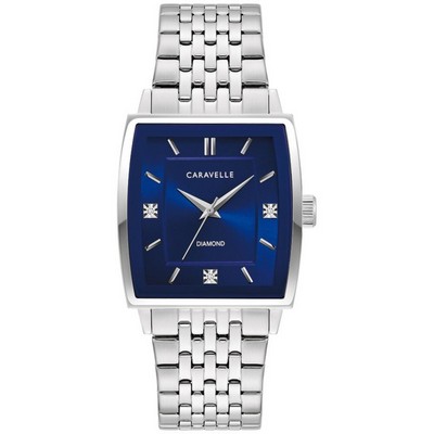 Caravelle Men's Watch with Blue Dial and Diamonds