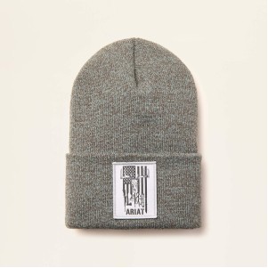 Ariat® Men's Balsam Green/Dark Gray Rebar® American Outdoors Patch Beanie