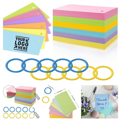 3 x 5" 100 Pieces Blank Index Cards with Rings