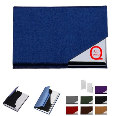 Flip-Top PU and Stainless Steel Business Card Holder