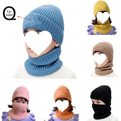 Winter Knit Children Hat W/ Scarf