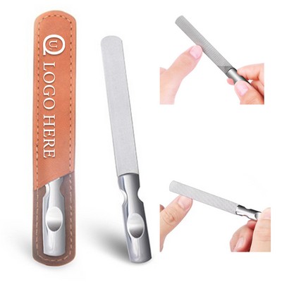 Stainless Steel Nail File w/ Leather Case