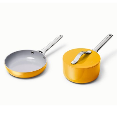 Caraway Nonstick Ceramic Minis Duo Cookware Set - Fry Pan & Saucepan Marigold