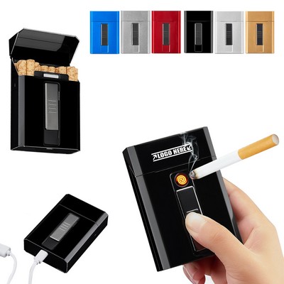 Metal Cigarette Case w/Lighter Front