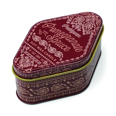 Station 3.5 Oz Red Bandana Patterned Tin - Pomegranate Spruce