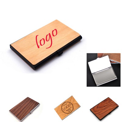 Wood and Stainless Steel Pocket Business Card Box