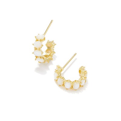Kendra Scott Cailin Crystal Huggie Earrings - Gold Ivory