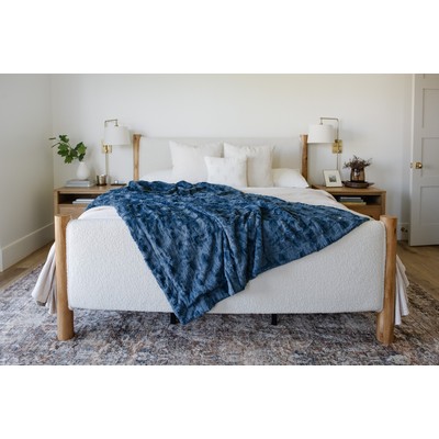 Patterned Faux Fur Zippered Indigo-XL