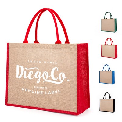 Two-tone Burlap Tote Bag