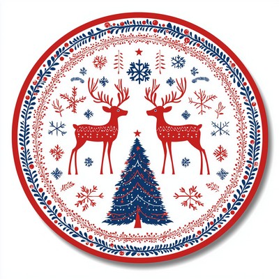 Full Size Full Color Digital Printing Christmas Reindeer Rug Diam 59"