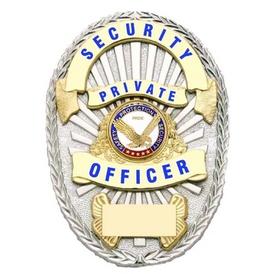 Security Private Officer Gold On Silver Shield Badge