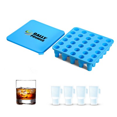 Silicone Cup Shape Ice Cube Mold Tray With Lid