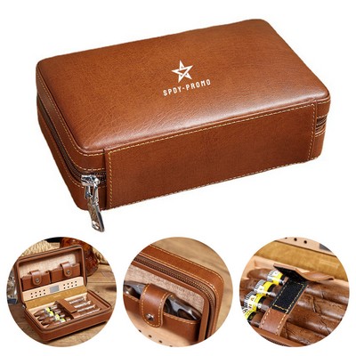 Cigar Travel Humidor, Leather Cigar Case