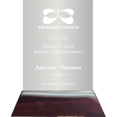 4" x 6" Clear Acrylic in Piano Finish Rosewood Base