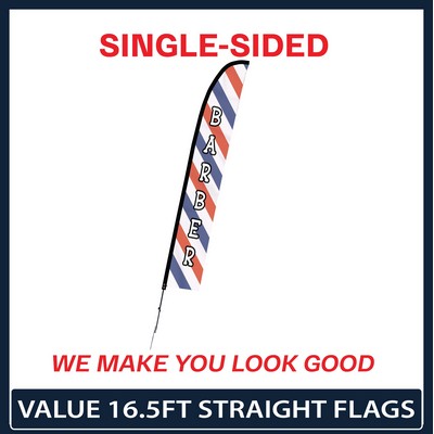 Value 16.5' Straight Flag - Single Sided w/Spike Base and Carry Bag
