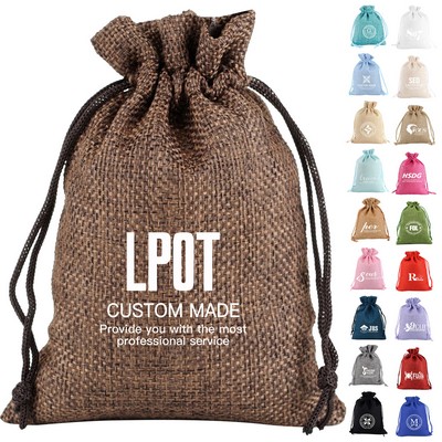 Burlap Drawstring Bag