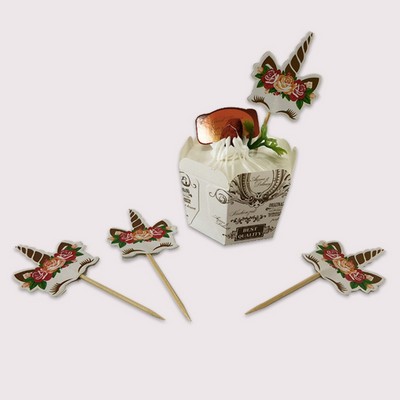 2.6"L Custom Mini Paper Cheese Markers Cupcake Toppers Flags