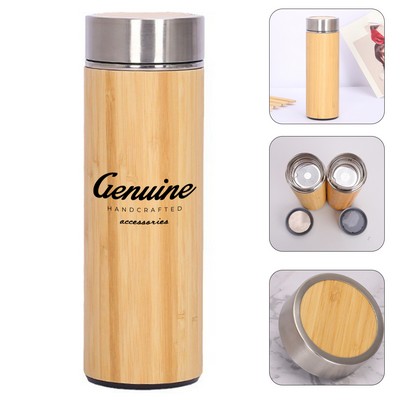15oz Bamboo Stainless Steel Vacuum Insulated Bottle