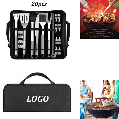 20 Pcs BBQ Grill Tools Set With Carry Bag
