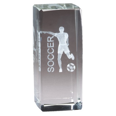 Male Laser Engraved Soccer Crystal Figure Award (4 1/2" x 2")
