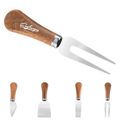 4-Piece Stainless Steel Cheese Knife Set with Wooden Handle