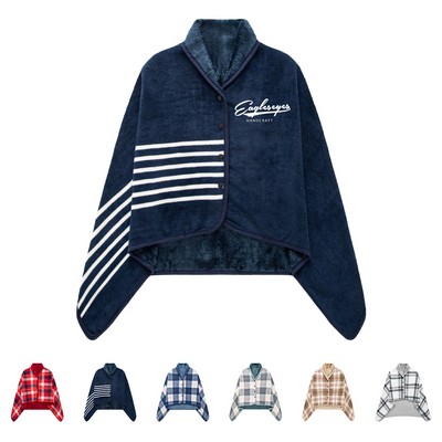 Flannel & Polyester Poncho Wrap Poncho