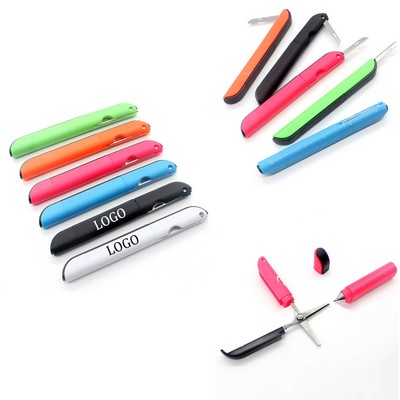 Multi-Tool Ballpoint Pen With Built-In Ruler