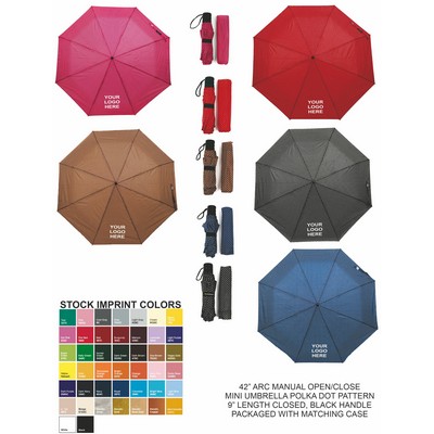 42"Arc Polka dot pattern mini umbrella 3/6 DISCONTINUED