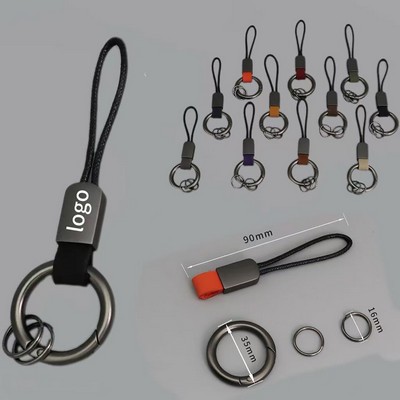 Top Grain Frosted Cowhide Finger Ring Keychain