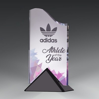 Acrylic Wave in Gunmetal Triangle Base -9"