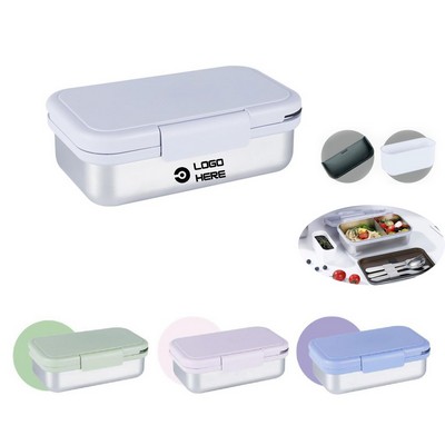 304 Stainless Steel Microwave-Safe Picnic Lunch Box with Cutlery Set (Knife, Fork, Spoon)