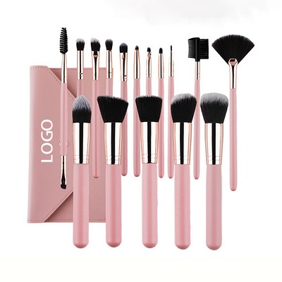 16-in-1 Wooden Handle Makeup Brush Set