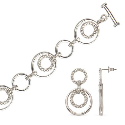 Jilco Inc Diamond Bracelet & Earring Set - Sterling Silver