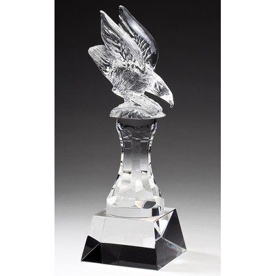 Crystal Eagle Award with Crystal Base & Pedestal, 3-1/2"x10-1/2"H