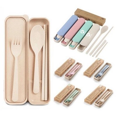 Eco-Friendly Wheat Straw Flatware Set with Case