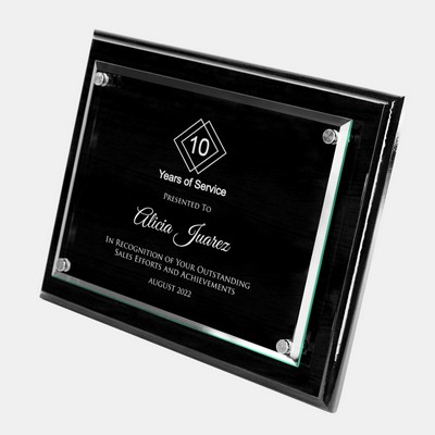 Floating Glass Plate on Gloss Blackwood Plaque (S)