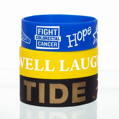 3/4" Rush Debossed Silicone Wristband with Colorfill