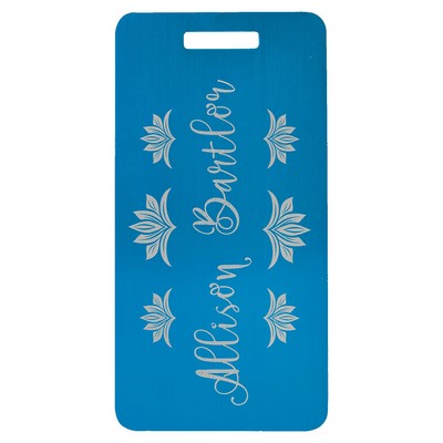 3 7/8" x 2" Blue Anodized Aluminum Luggage Tag