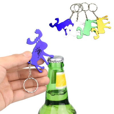 Elk Shaped Aluminum Bottle Opener w/Keychain