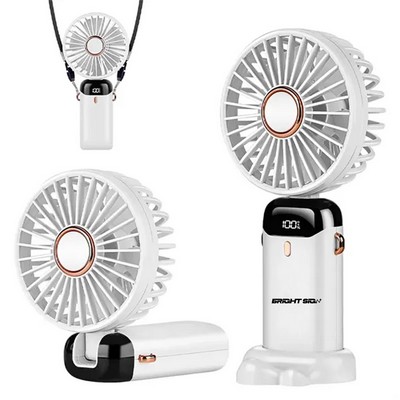 Portable Mini Fan with LED Display and Phone Stand