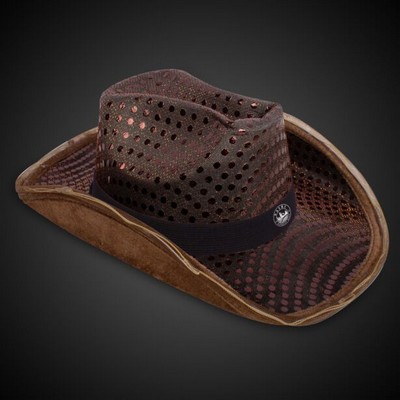 Brown Light Up Sequin Cowboy Hat w/Black Band