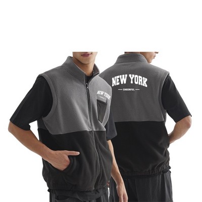 Color blocking trendy fleece vest