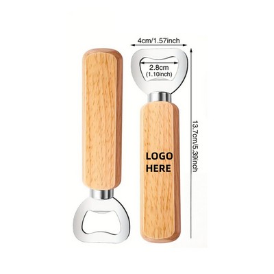 Stainless Steel Bottle Opener w/ Wooden Handle